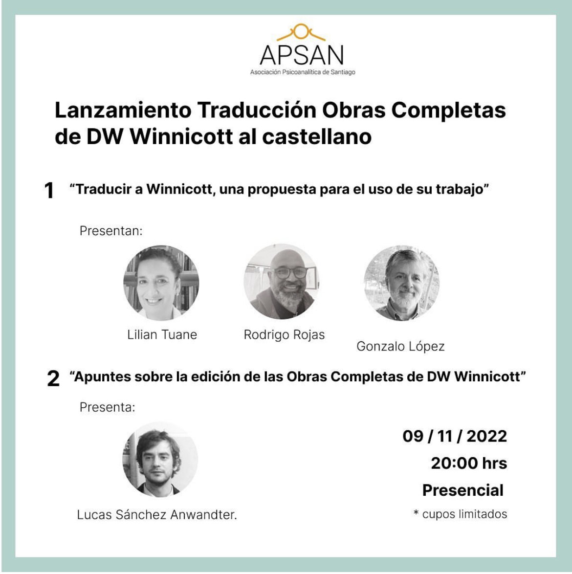 Lanzamiento Traducción de Obras completas de DW Winnicott al castellano en Apsan